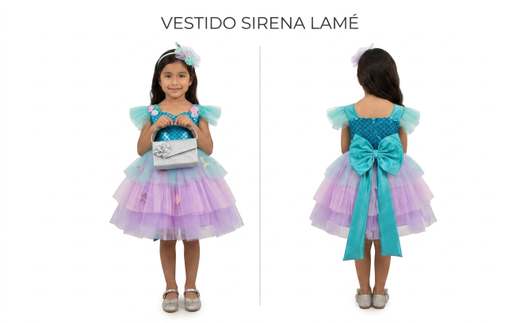 Vestido Vestido Sirena Lamé de sirenita para niña