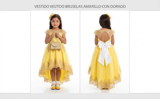 Vestido Bruselas con Dorado de promoción para niña