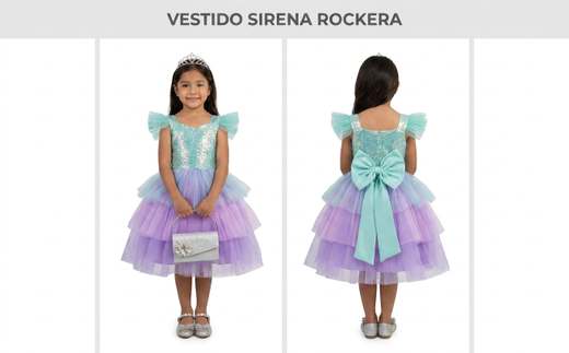 Vestido Vestido Sirena Rockera de sirenita para niña