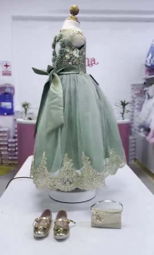 Vestido Bruselas Maxi con Dorado de promoción para niña