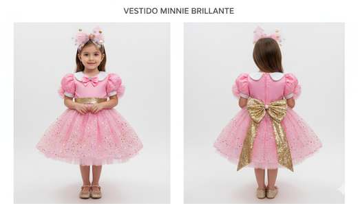 Vestido Vestido Minnie Brillante Rosado de Minnie para niña
